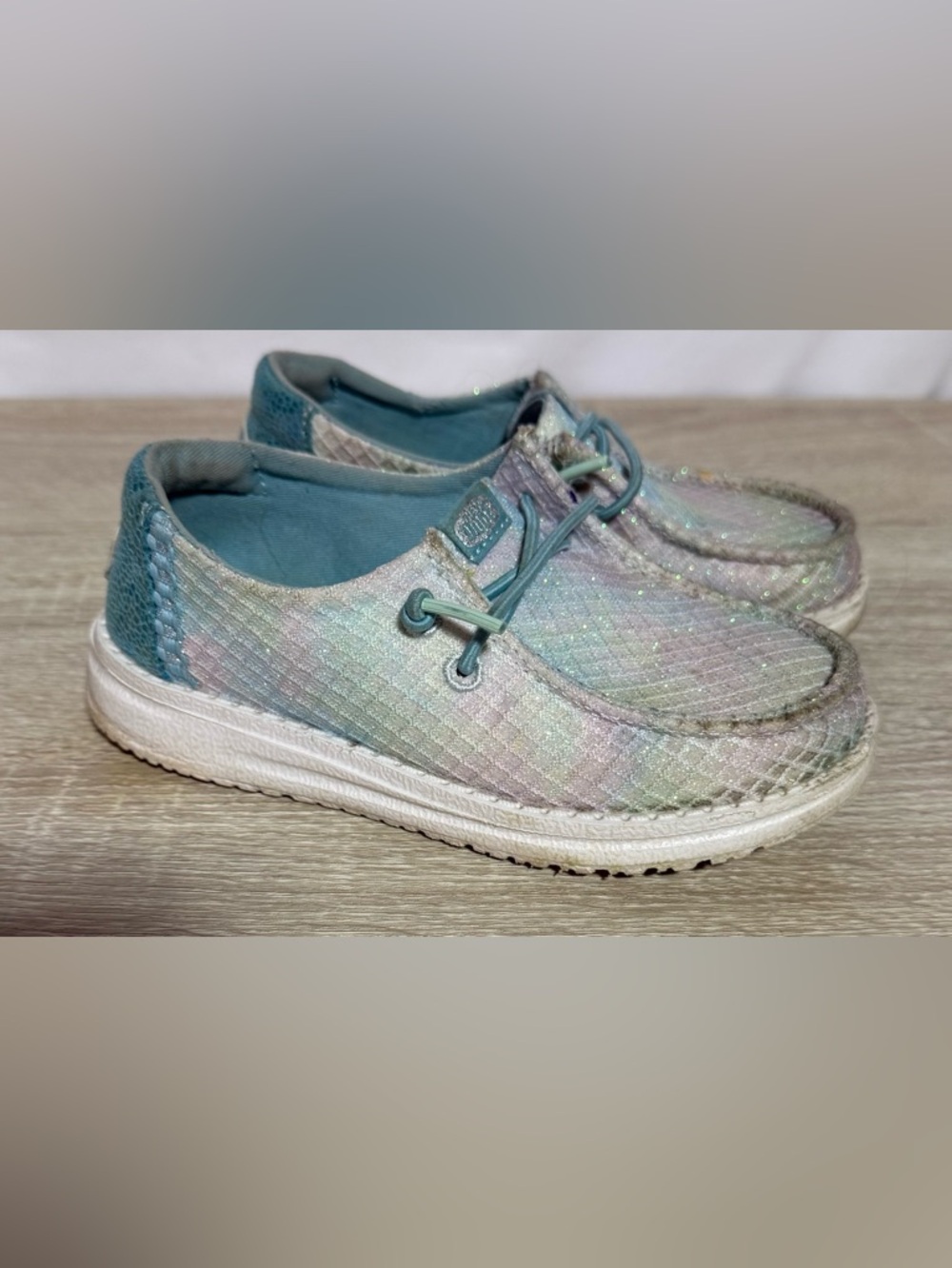 HEYDUDE Kids' Wendy Mermaid Shimmer slip-on shoes, Sz 11
